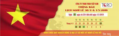THÔNG BÁO NGHỈ LỄ 30-4/1-5-2019