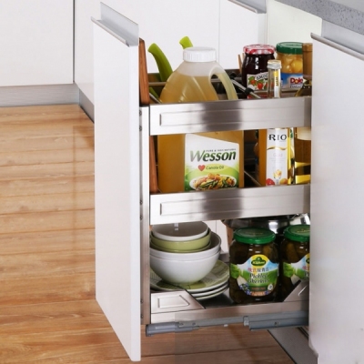 Gía đựng gia vị, chai lọ, dao thớt, ray âm giảm chấn, chất liệu inox hộp cao cấp Edel