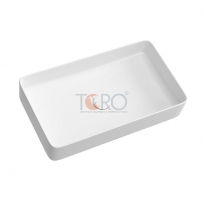 Lavabo Sứ Đặt Bàn Hình Chữ Nhật Màu Trắng T-LB10