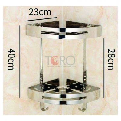 KỆ GÓC 2 TẦNG INOX 304 T-KB14