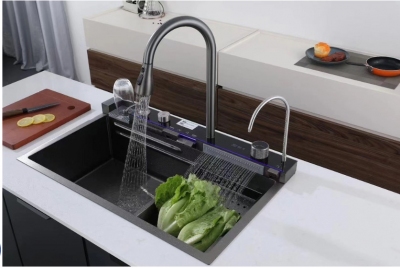 Combo chậu + vòi nano 5 phím , rửa ly vuông+ bộ xả và phụ kiện đi kèm Toro