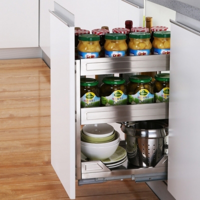 Giá đựng gia vị, chai lọ ray âm giảm chấn, chất liệu inox hộp cao cấp Edel.