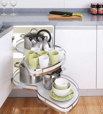 Kệ xoay hình lá kéo ra toàn bộ ngoài khoang tủ Edel