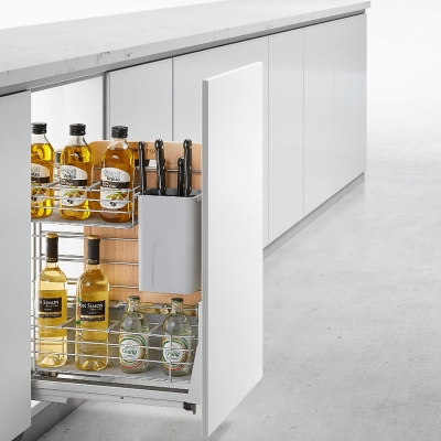 Giá gia vị, dao thớt inox ray âm giảm chấn cao cấp Edel