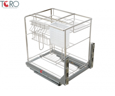 Kệ gia vị, dao thớt  inox 304 ray giảm chấn
