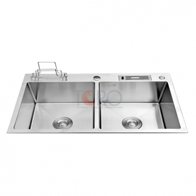 CHẬU RỬA CHÉN 2 HỘC CÓ DẮT DAO, HỖ CÂN